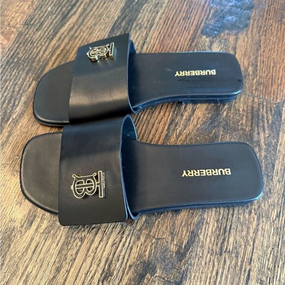 Burberry Leather TB Plaque Sandals - Picture 7 of 9
